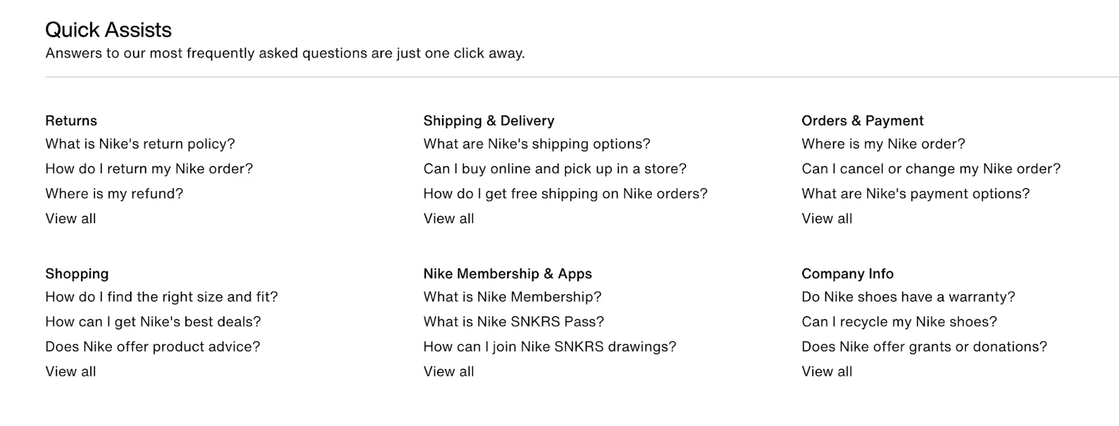Poorly-organized FAQ section example