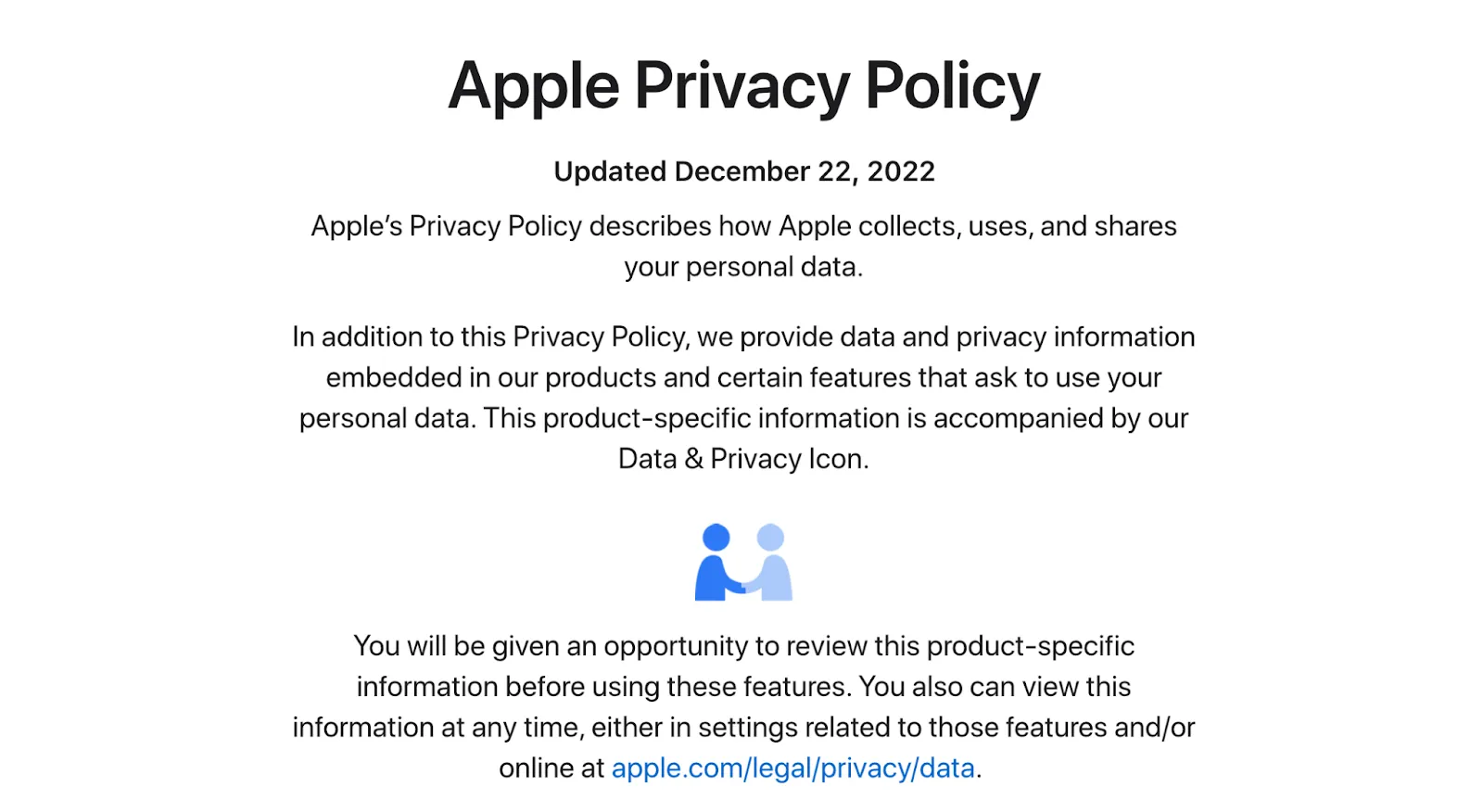 Apple Privacy Policy Dashboard
