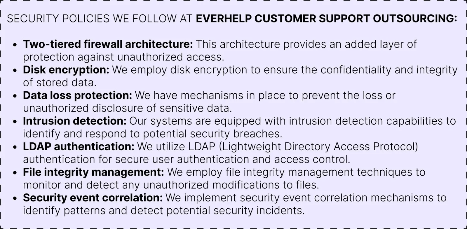 security policies at everhelp