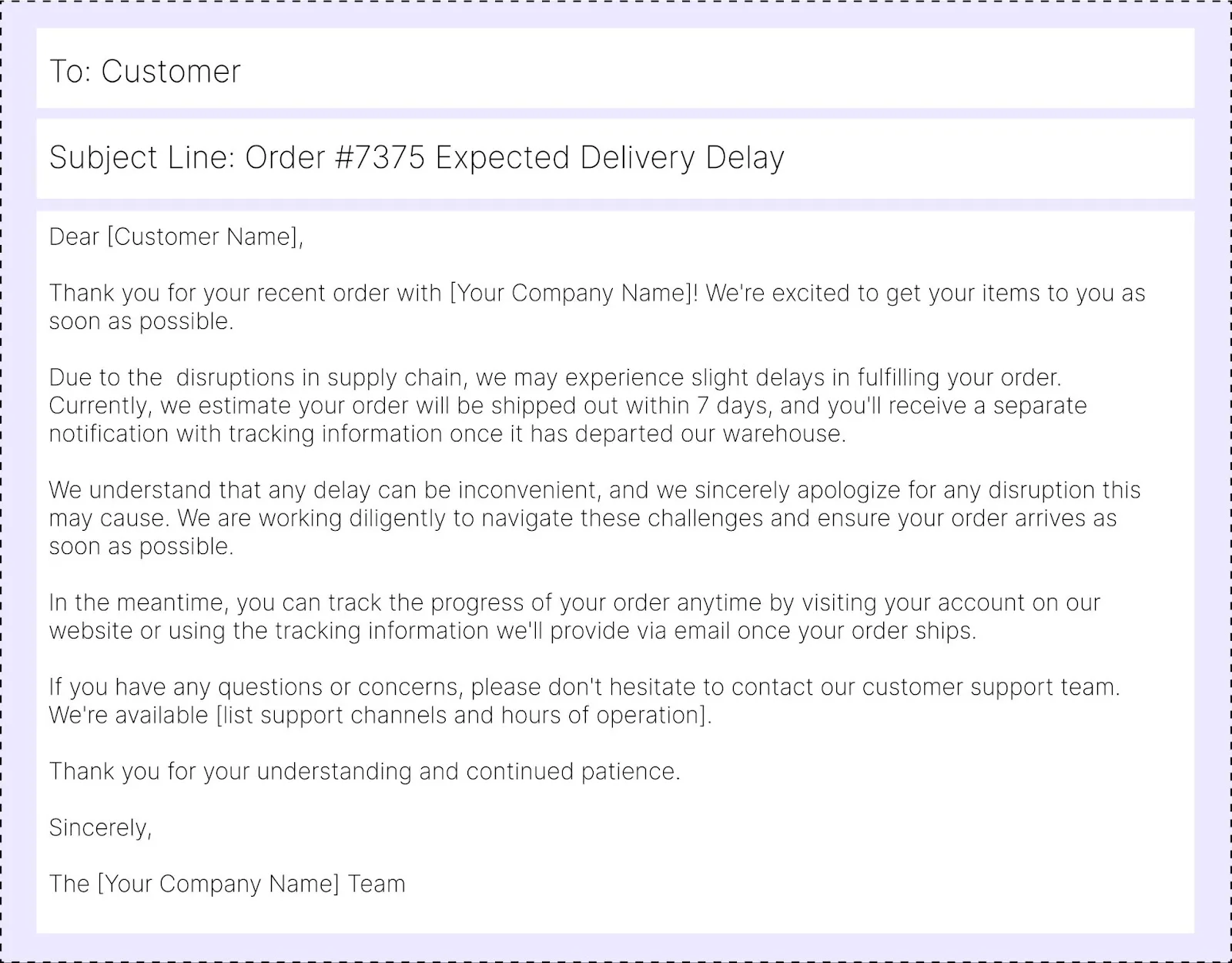 Customer Email Example for Frustration With Inconsistent Delivery Dates