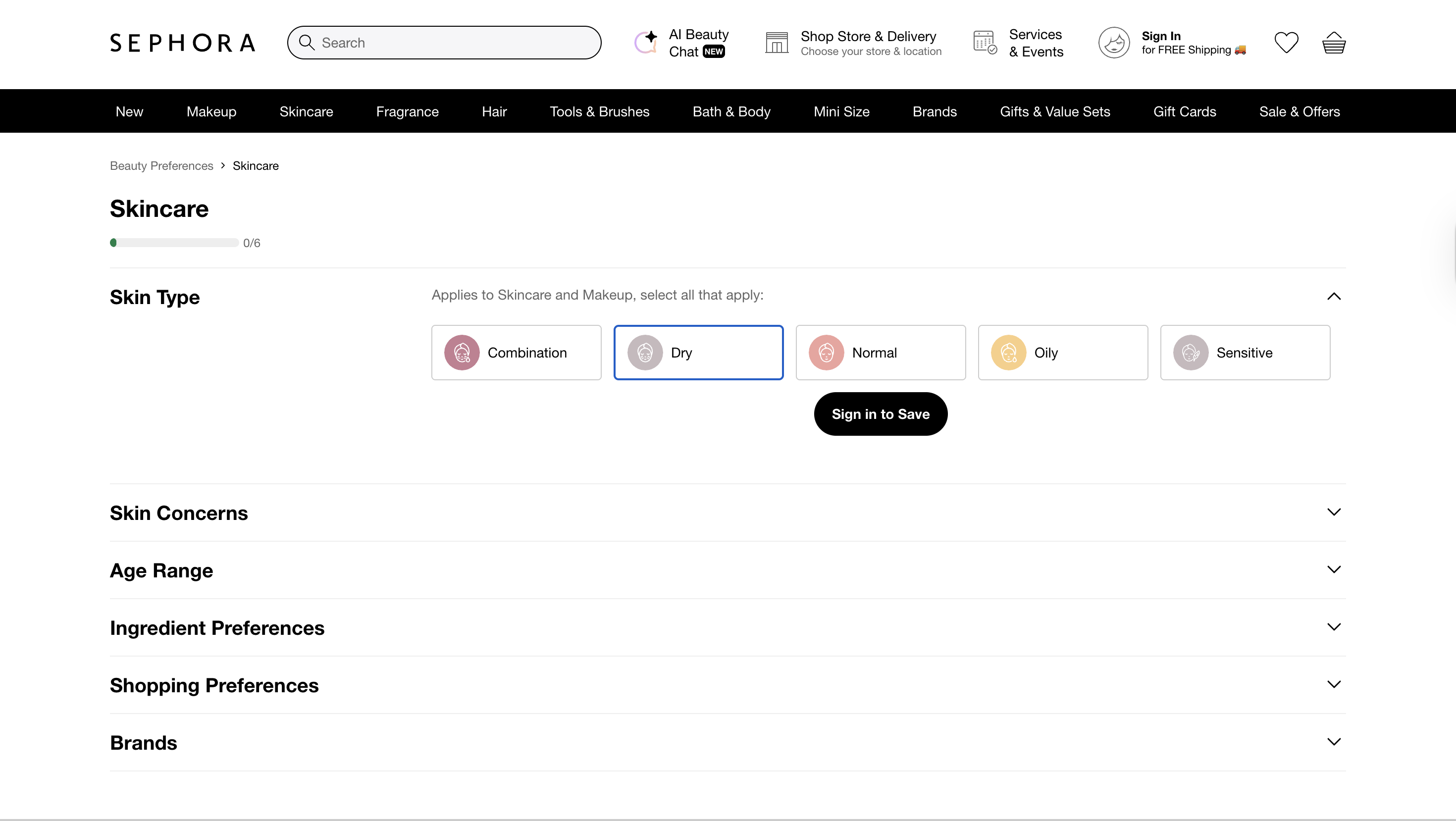 Sephora: Beauty Quiz as eCommerce Personalization tactic