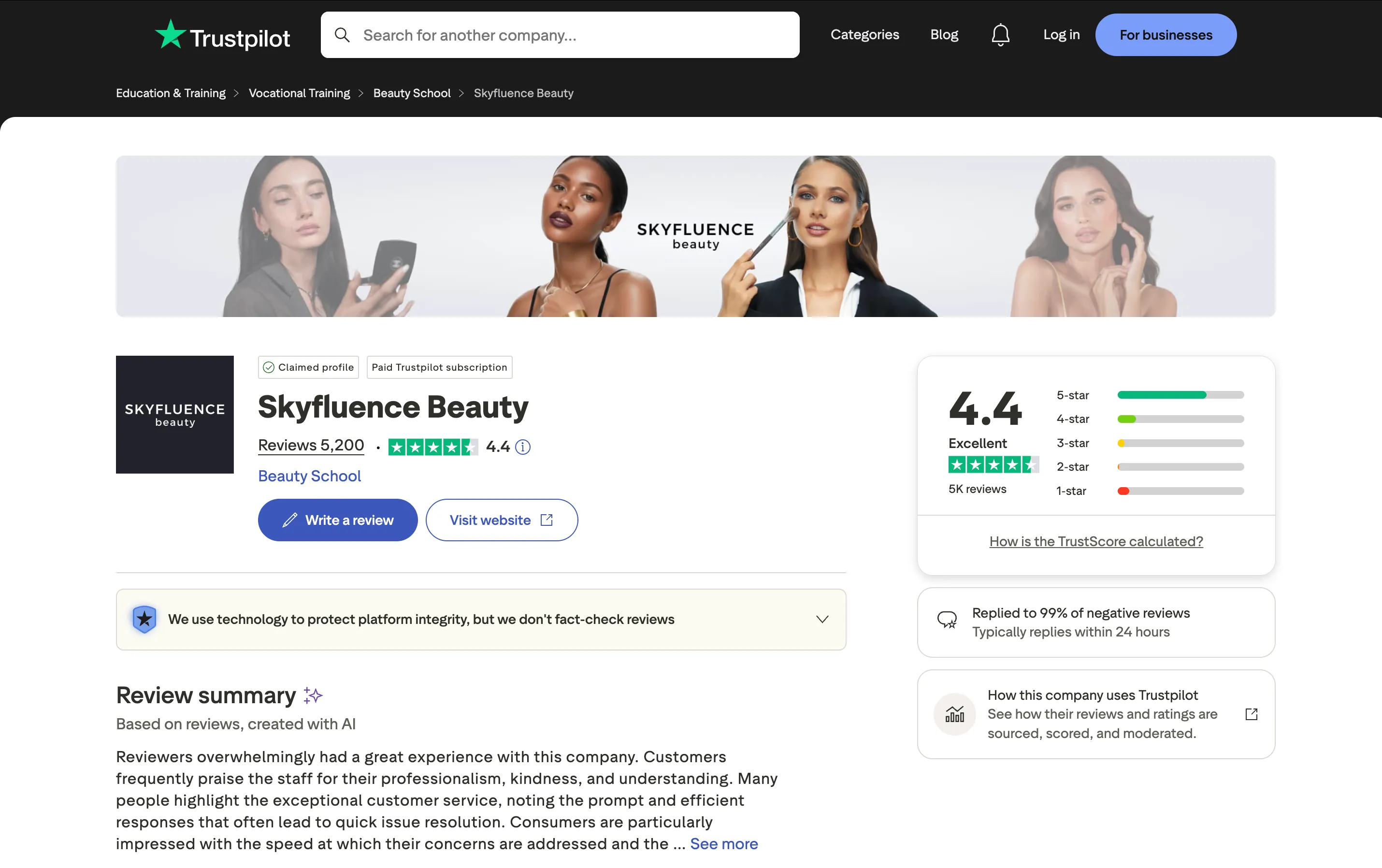 Skyfluence on TrustPilot